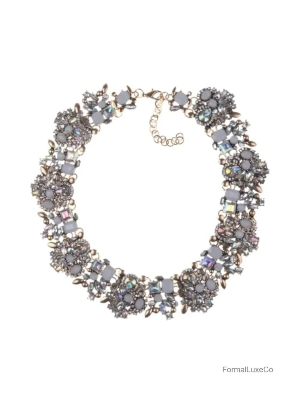 Large Rhinestone Bib Necklace Chunky Collar Statement Jewelry